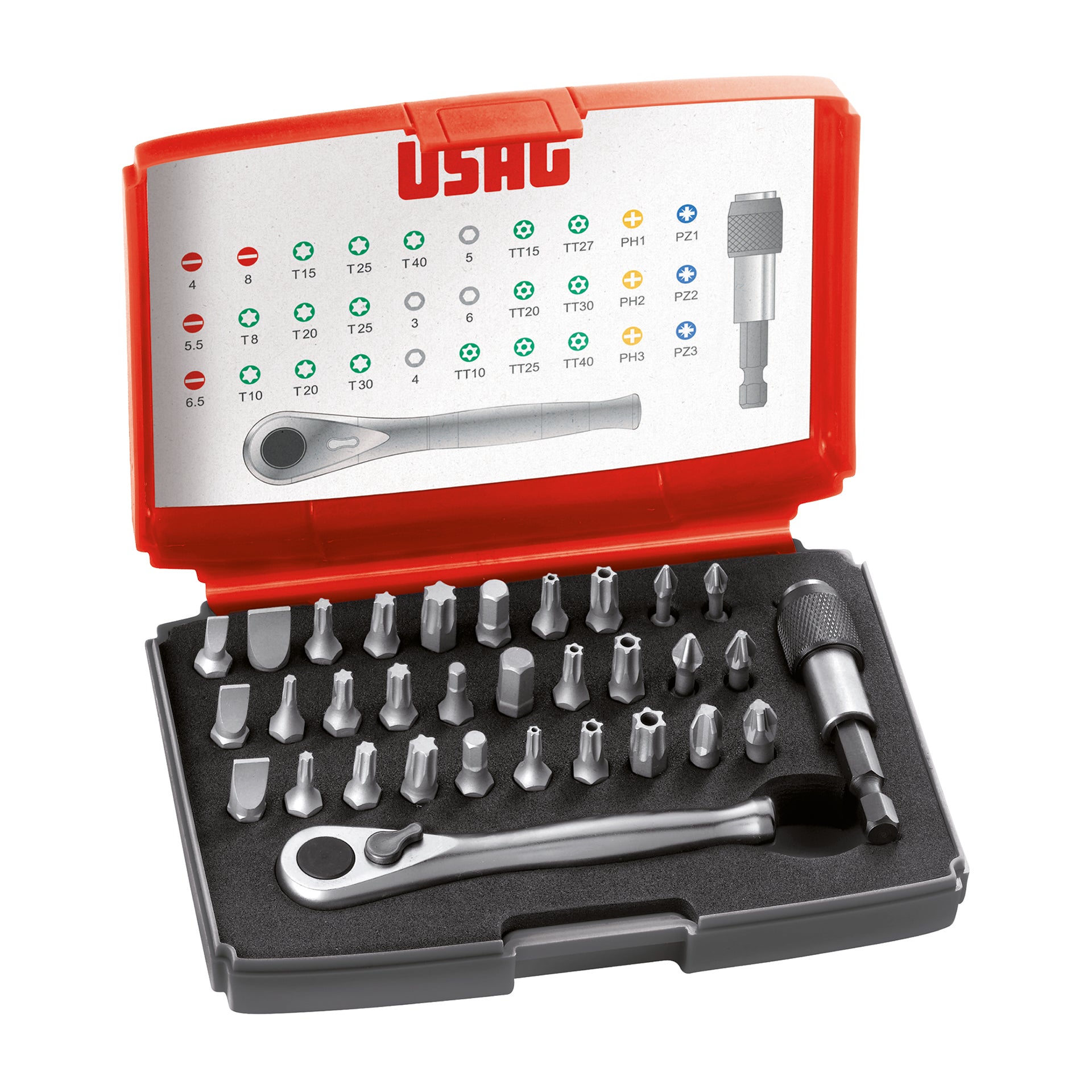 692 J32 - Assortiment d'embouts de vissage à cliquet réversible (32 pcs) - Raccord 1/4 692 J32 - Assortiment d'embouts de vissage à cliquet réversible (32 pcs) - Raccord 1/4